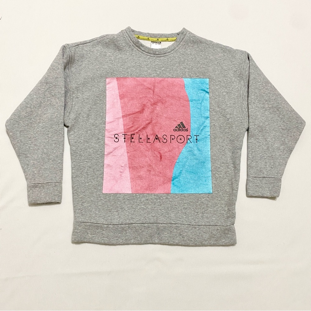 Stella McCartney StellaSport Adidas Metallic Foil Graphic Gray Sweatshirt